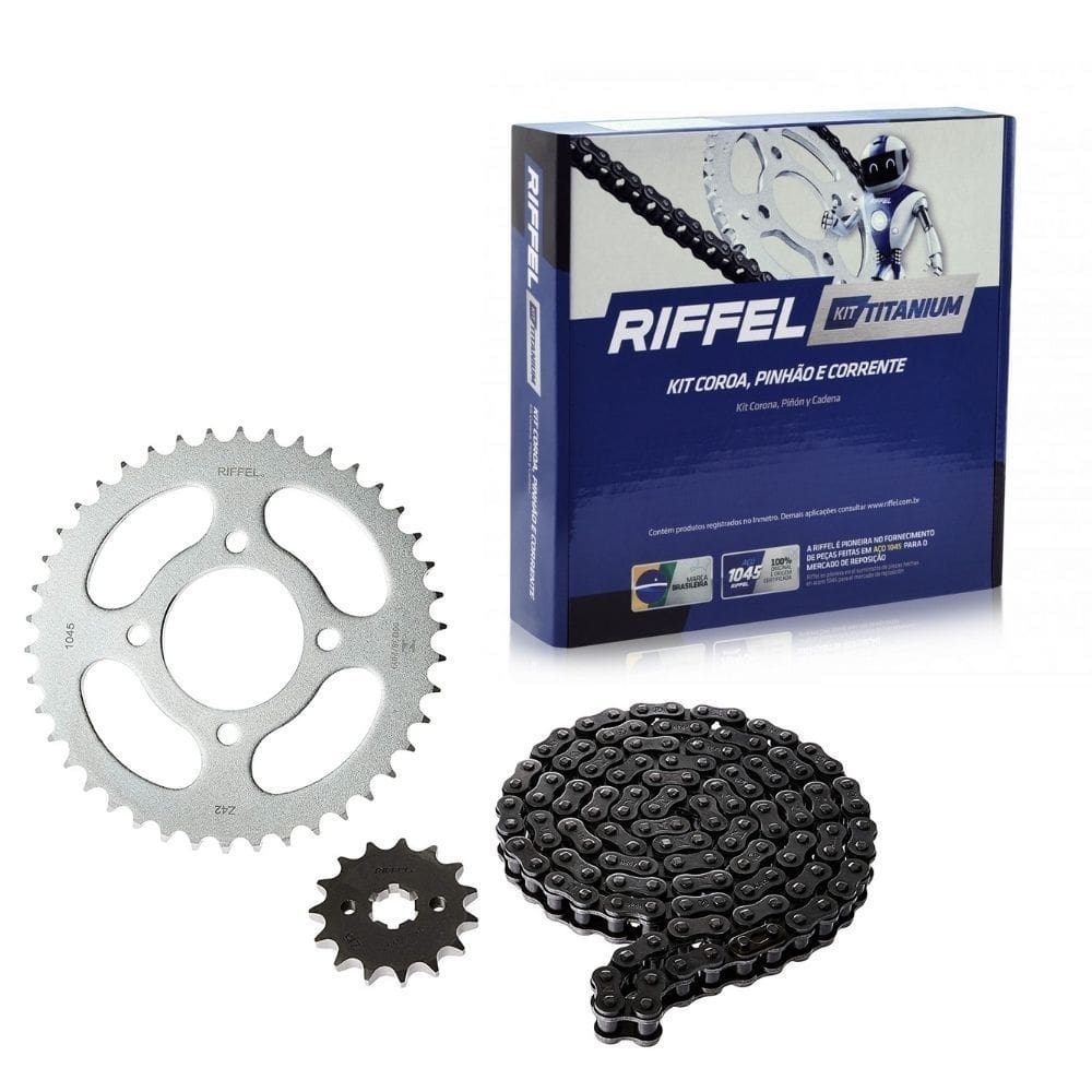 Kit Relacao Transmissao Riffel Nxr 150 Bros 2006 A 2015 Nxr 150 Bros Esd 2003 A 2005 Titanium 1045
