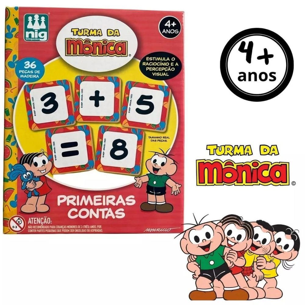 Jogo Primeiras Contas Turma da Mônica Brinquedo Infantil de Matemática - NIG BRINQUEDOS