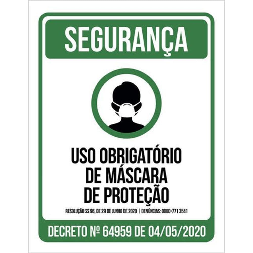 Kit 3 Placas De Segurança Uso Obrigatório De Máscara 36X46