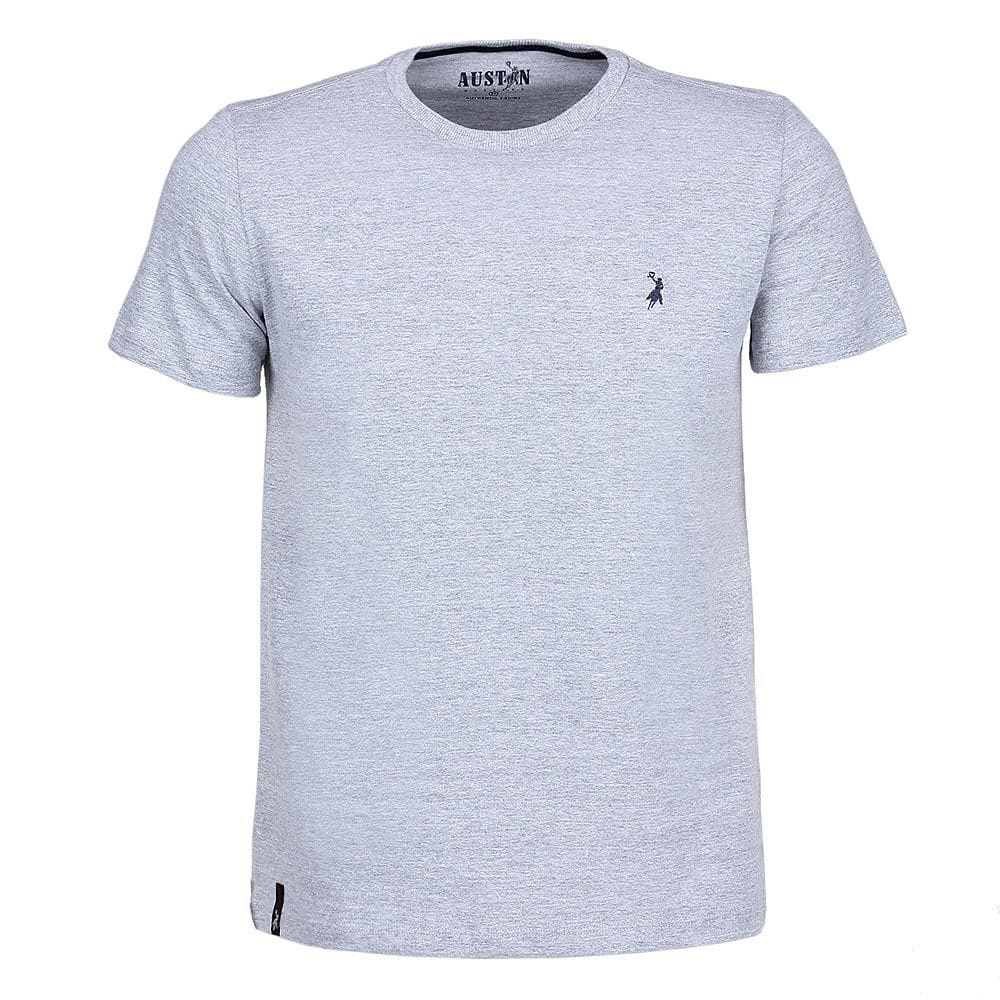 Camiseta Básica Masculina Cinza Mescla Austin Western 25059
