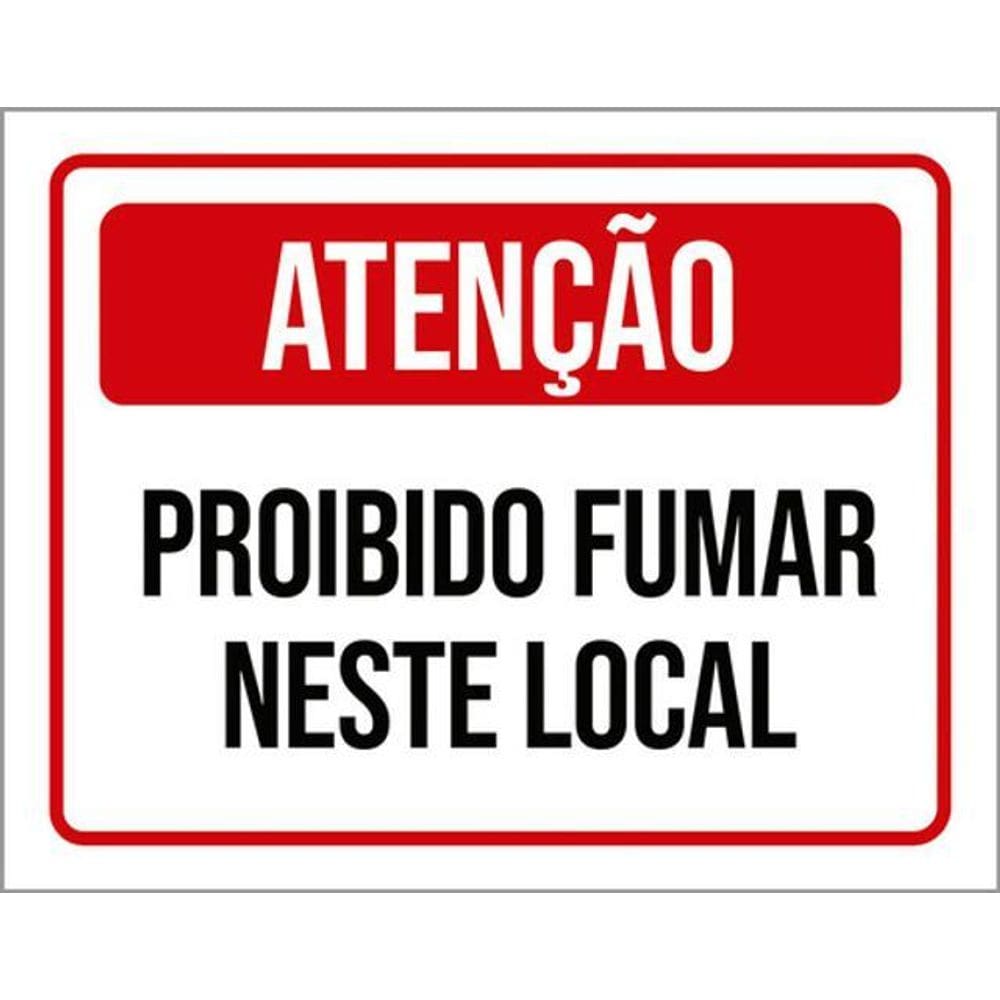 Kit 5 Placas Atenção Proibido Fumar Neste Local 36X46
