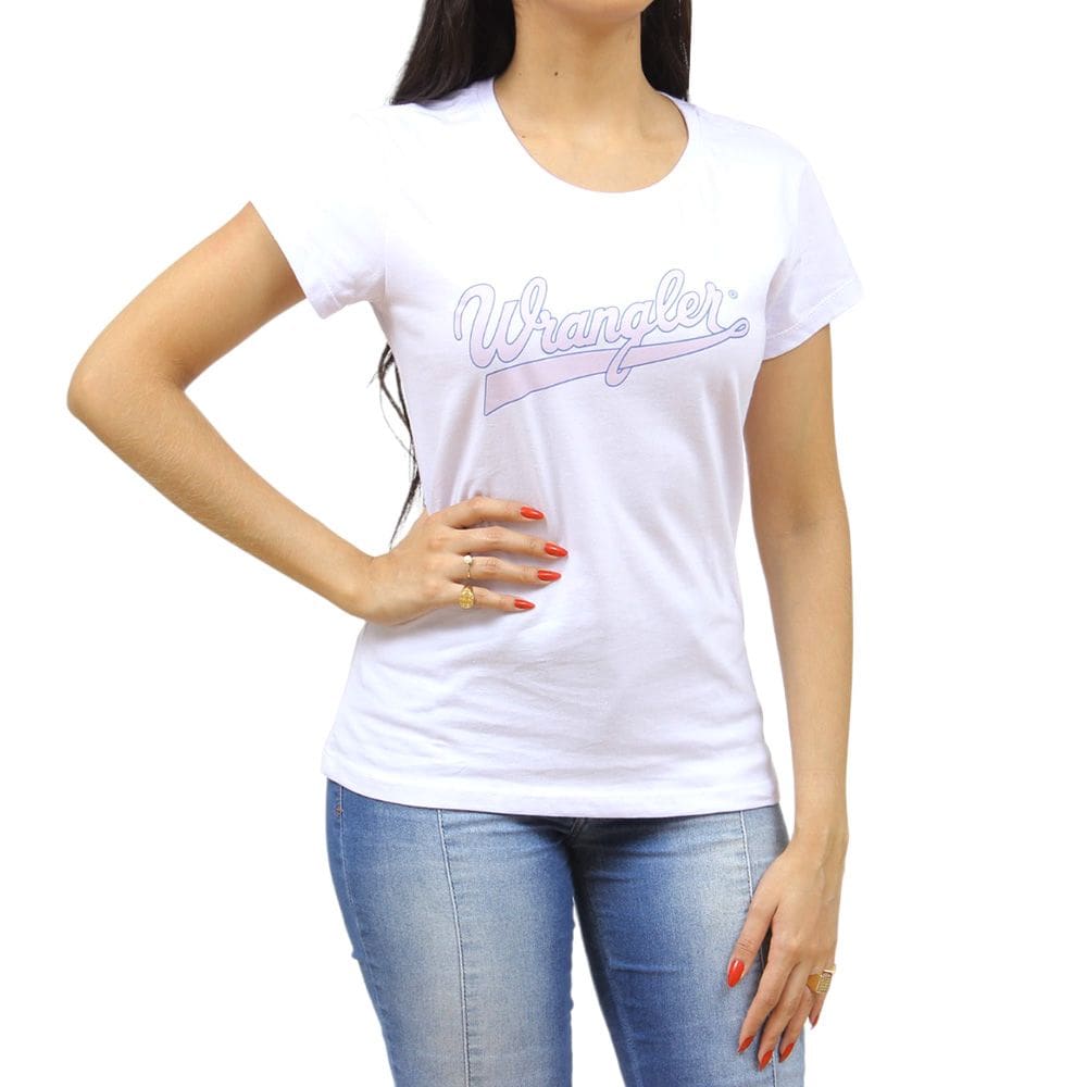 Camiseta Feminina Branca Logo Rosa Wrangler 34431