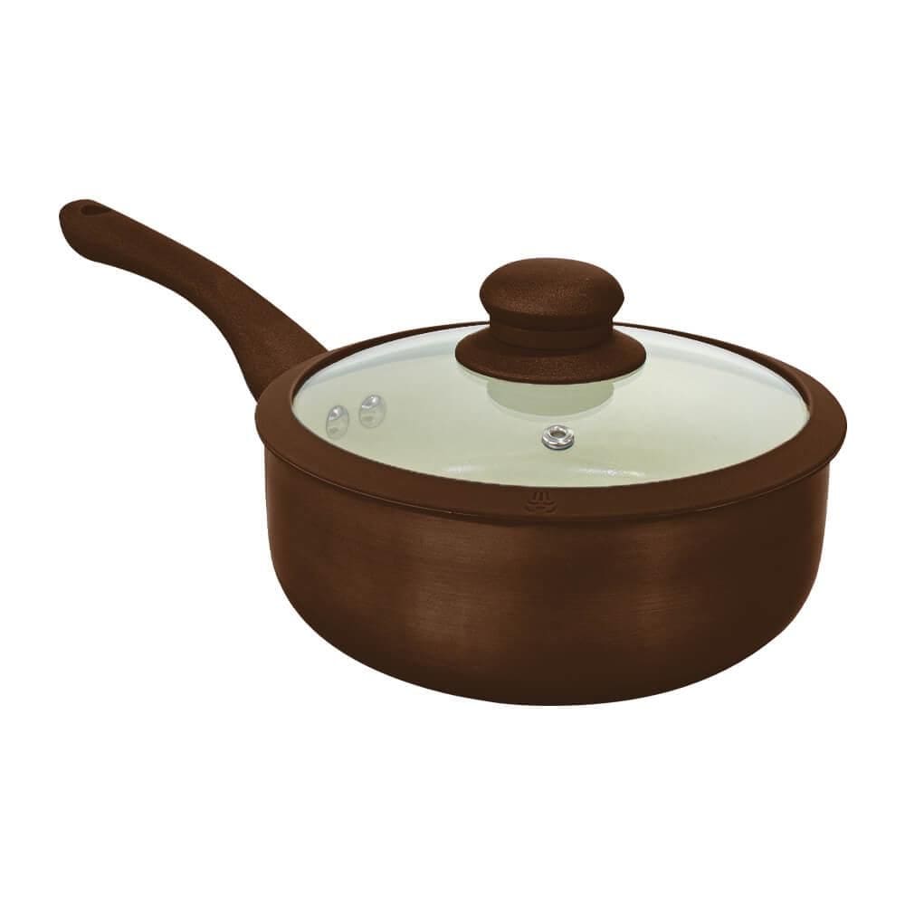 Panela Antiaderente Cerâmica de Indução Marrom Roma Plus 16cm - Casambiente