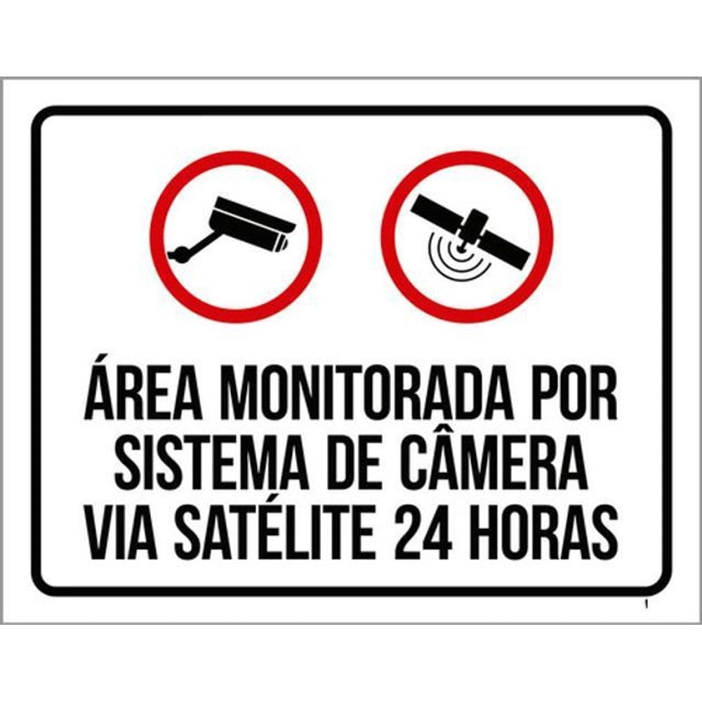 Kit 10 Placas Área Monitorada Câmera Satélite 24 Horas 36X46