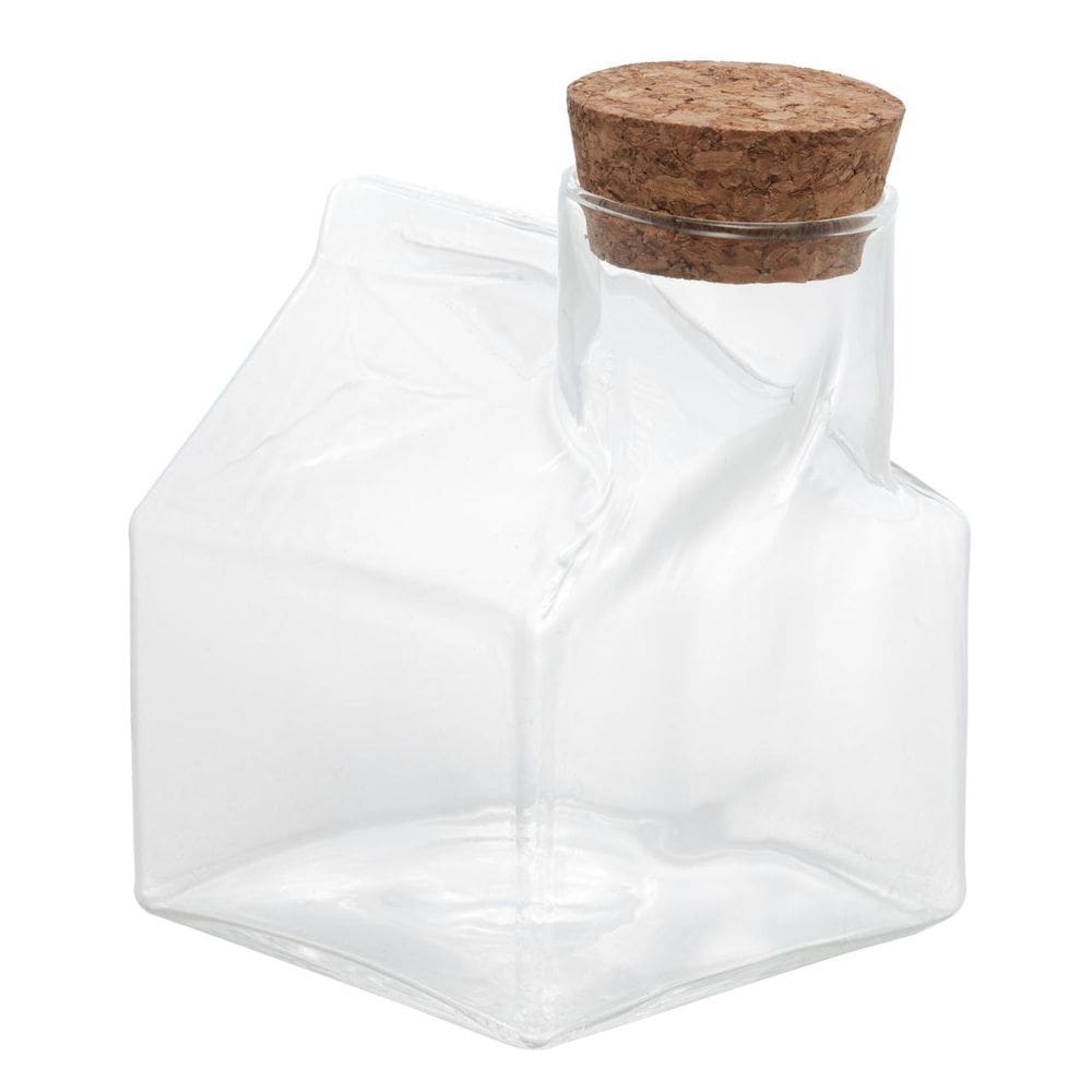 Garrafa De Leite Leiteira Em Vidro Com Tampa Cortiça 350Ml