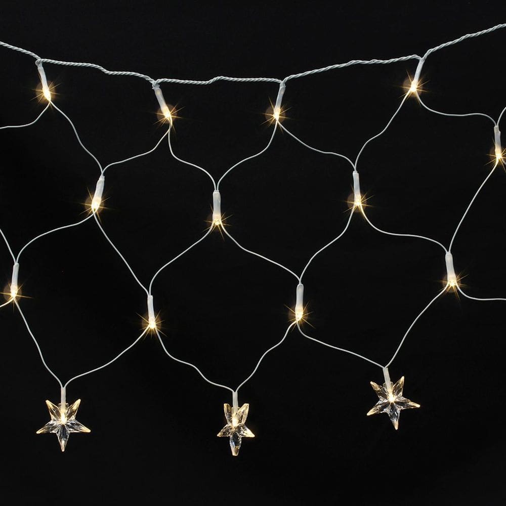 Cordão Luminoso Led Rede Estrela 3m 100 Leds 3000K