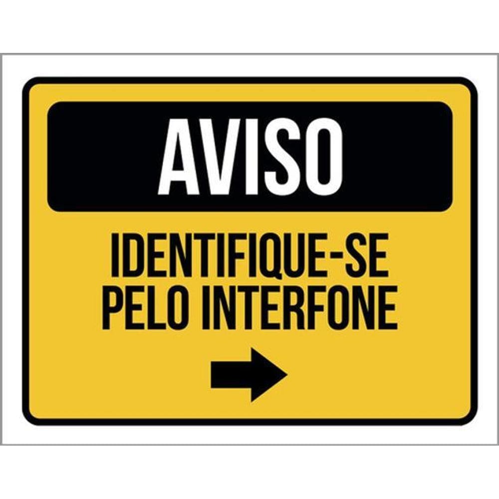Kit 10 Placa Identifique-Se Interfone Seta Direita 36X46