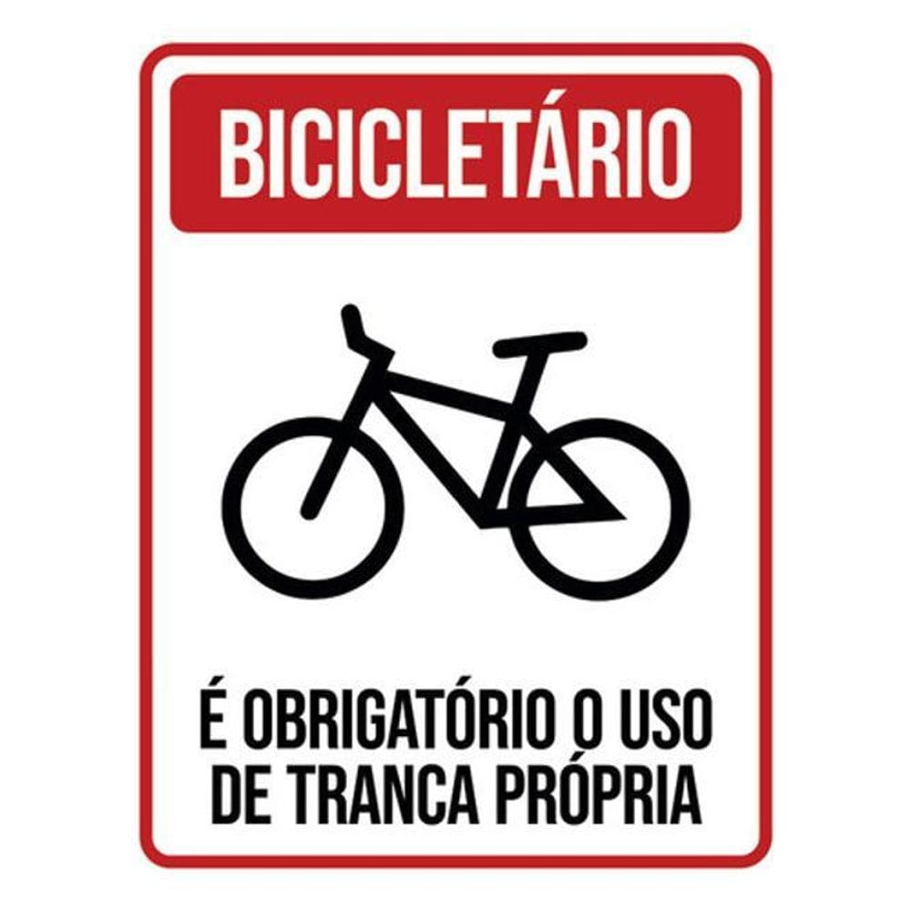 Kit 10 Placa Bicicletário Obrigatório Tranca Própria36X46