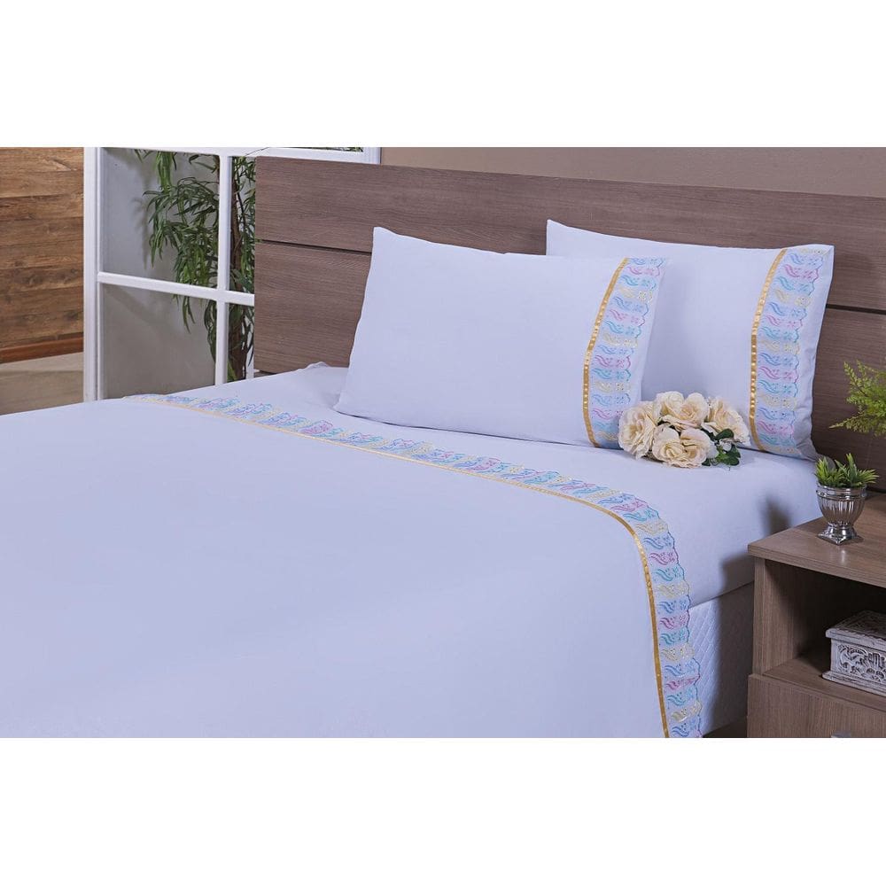 Jogo Lençol 4 Peças Viúva 180 Fios 40Cm Altura Fios Lese