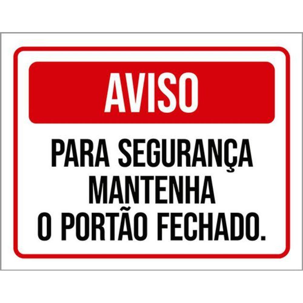 Kit 10 Placas Aviso Segurança Mantenha Vermelho Portão 36X46