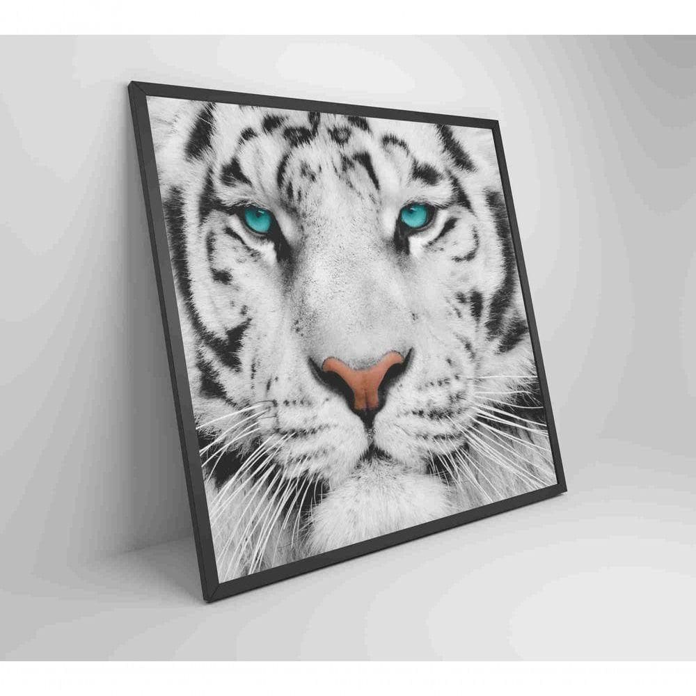 Quadro Tigre Branco Medidas 60x60 Cm Impressão Vidro Acrílico