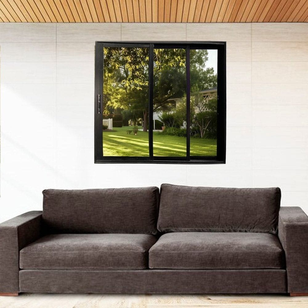 Janela Vitrô 3 Planos Linha 25 120 x 120 Preto