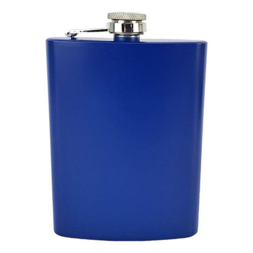 Cantil Inox Azul 240Ml 8 Oz Bebida Whisky Rum
