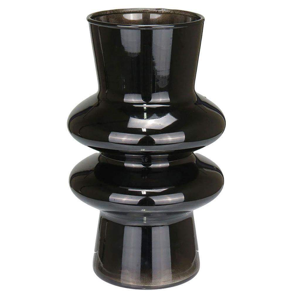 VASO DECORATIVO ENFEITE CASA ELIPSE HOME&CO LEITOSO VIDRO 20x12x12cm PRETO