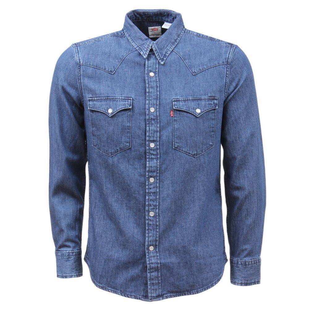 Camisa Jeans Masculina Manga Longa Azul Levi`s 37090