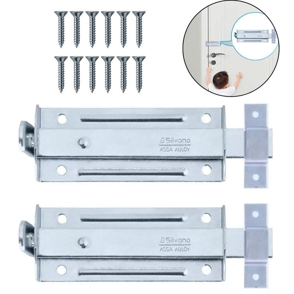 Ferrolho Trinco Tarjeta Fecho Chato Porta Janela 10Cm 02 Un