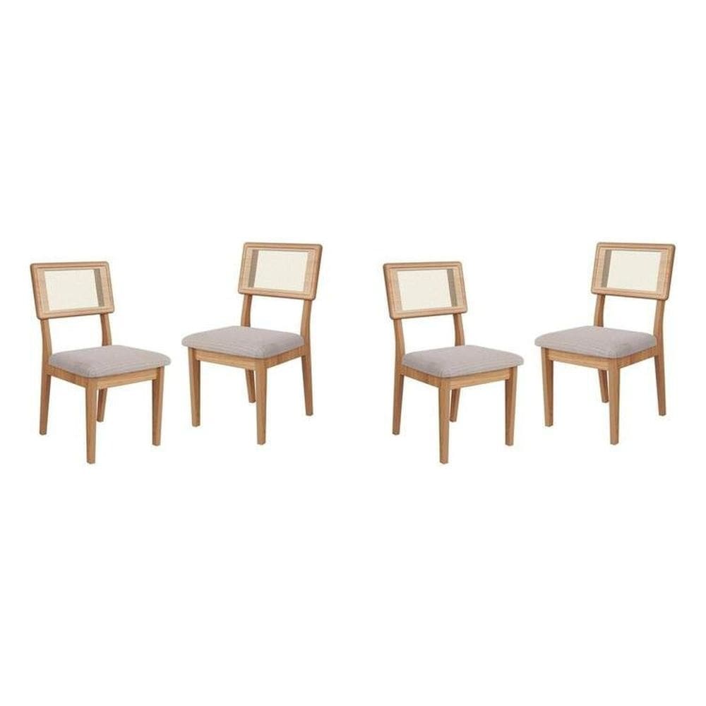 Conjunto 4 Cadeiras para Sala de Jantar Ca35 Freijó/Bege