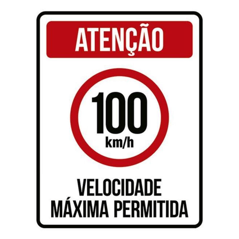 Kit 10 Placas Velocidade Máxima 100Km Máximo 36X46