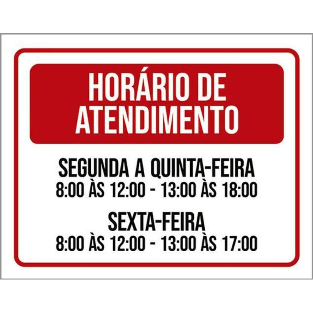 Kit 3 Placa Horário Atendimento Segunda Quinta 8 As 12 36X46