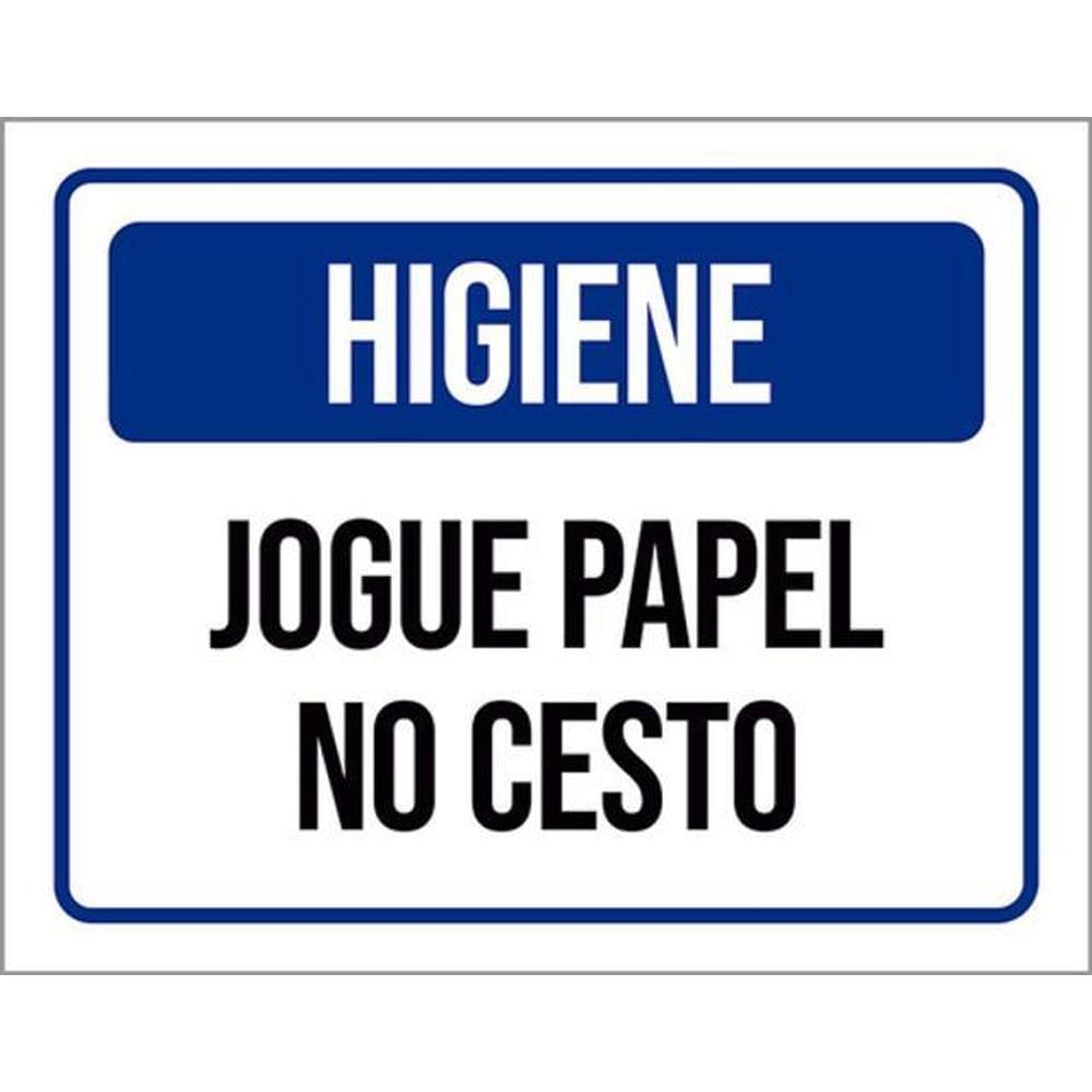 Kit 3 Placas Higiene Jogue Papel No Cesto 36X46
