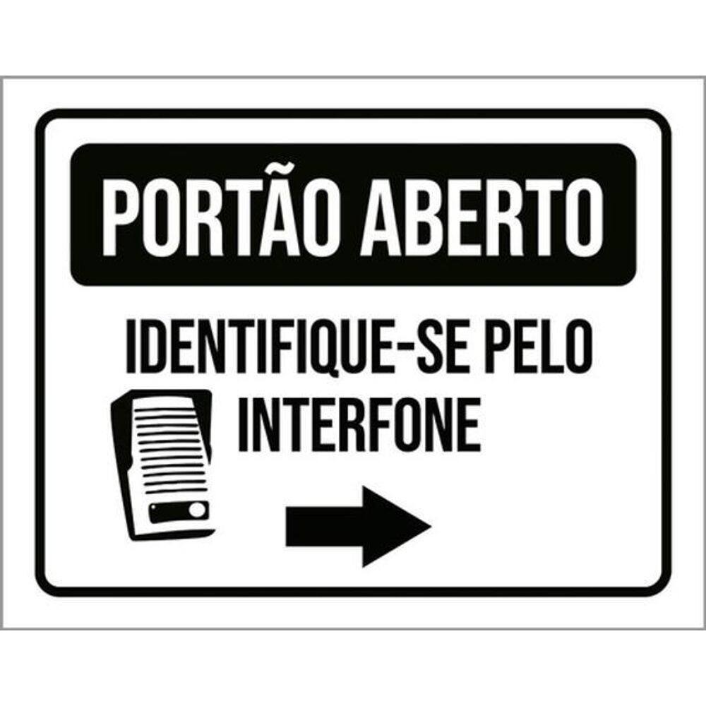 Kit 3 Placa Portão Averto Identifique-Se Interfone 36X46