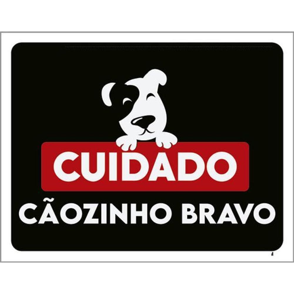 Kit 3 Placas Cuidado Cãozinho Bravo Sorriso 36X46