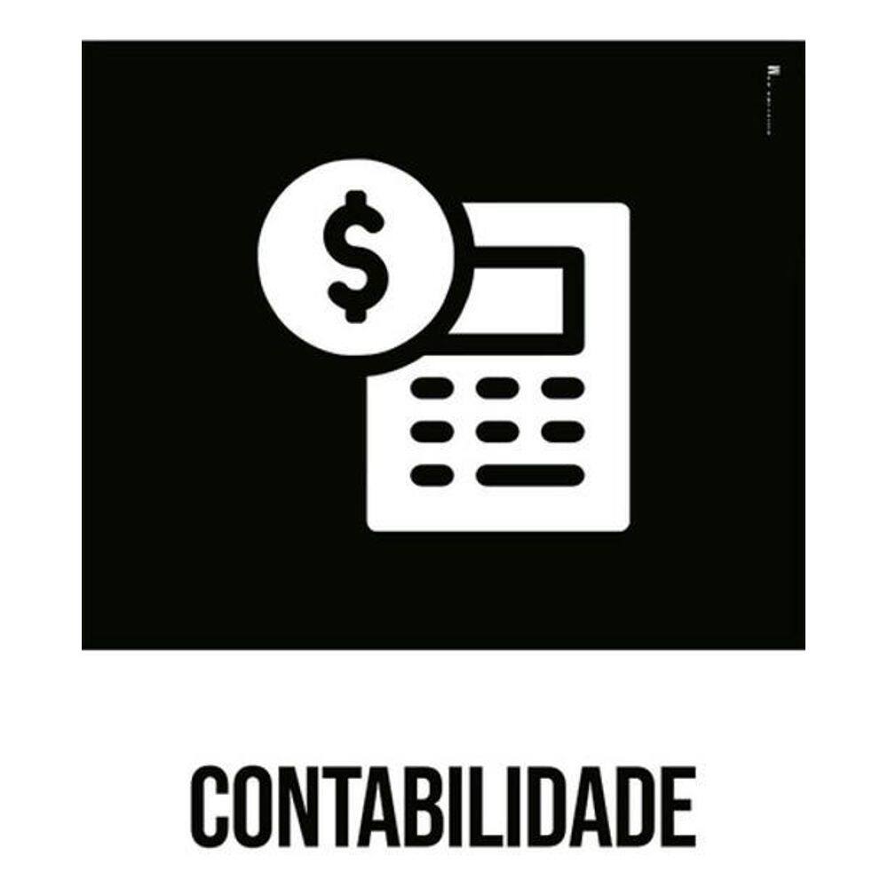 Kit 5 Placas Contabilidade Ícone Preto 36X46