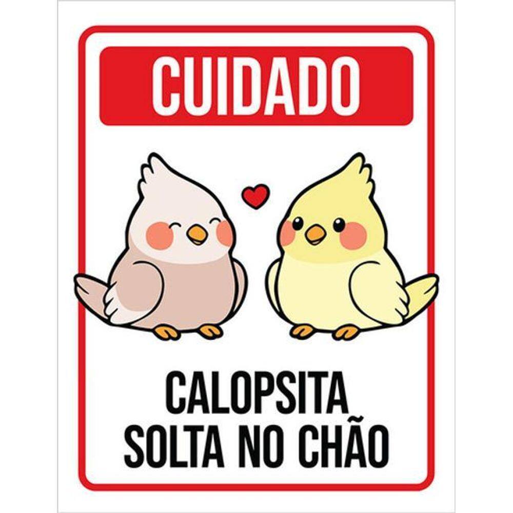 Kit 3 Placas Decorativa Aviso Calopsita Solta No Chão 36X46