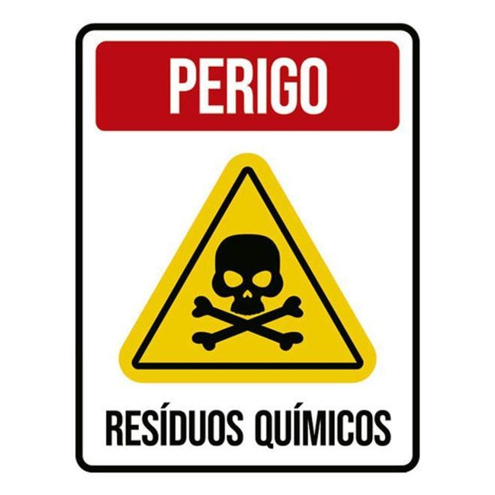 Kit 5 Placas Perigo Resíduos Químicos Caveira 36X46
