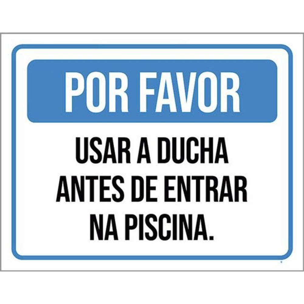 Kit 5 Placas Por Favor Usar Ducha Antes Entrar Piscina 36X46