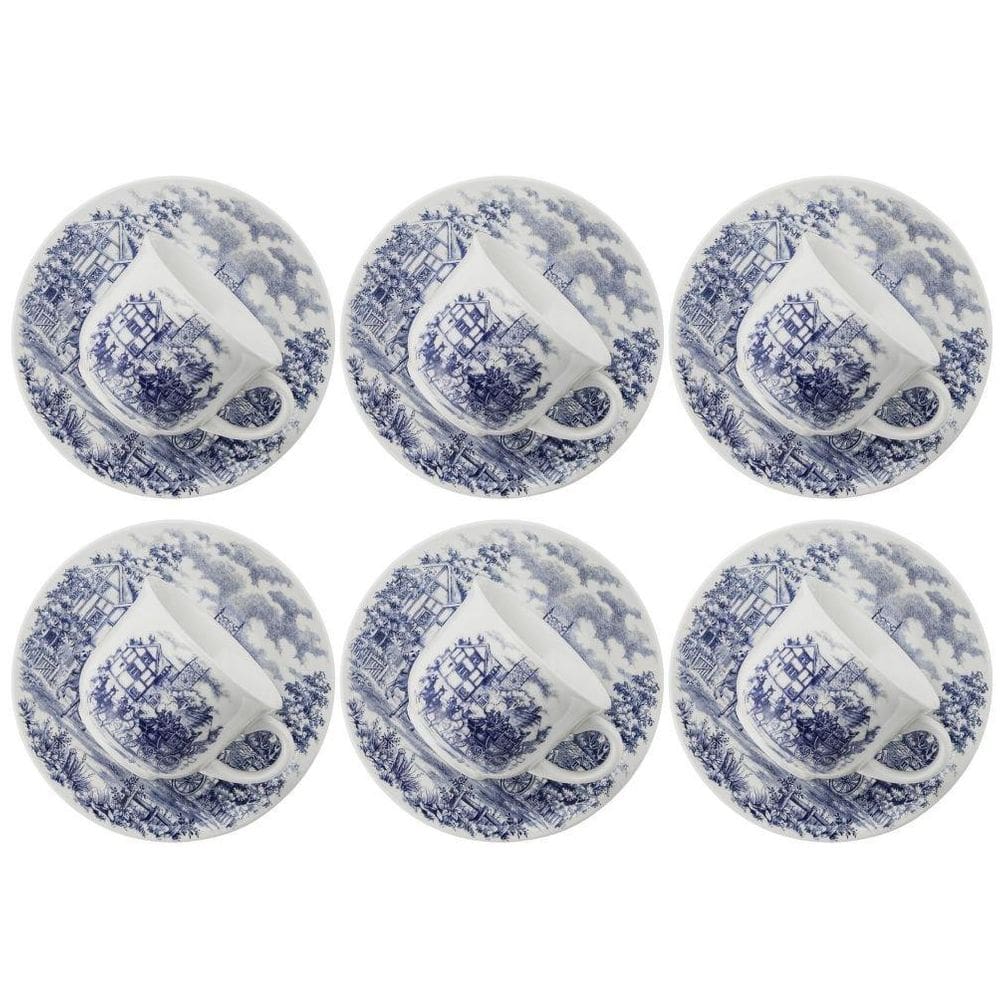 Conjunto 6 Xícaras Pires 200Ml Actual Cena Inglesa Oxford
