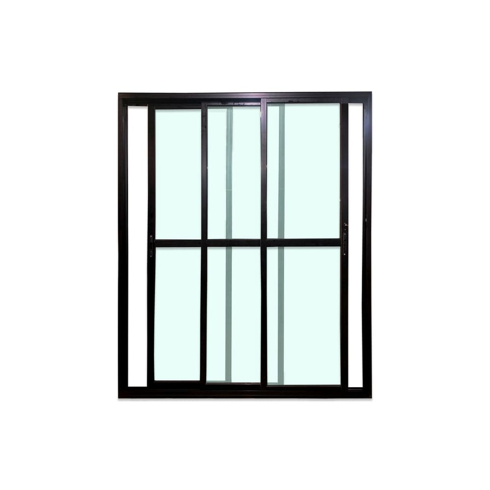 Porta Balcão 3 Folhas Vidro 210x140 Preto Linha 25