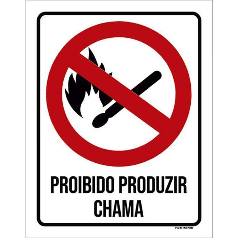 Kit 10 Placas Proibido Produzir Chama Ícone 36X46