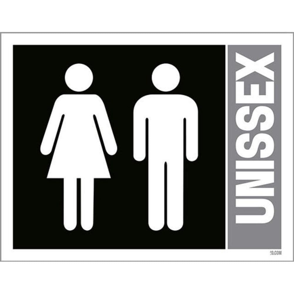 Kit 3 Placas Banheiro Unissex Preta Ícone 36X46