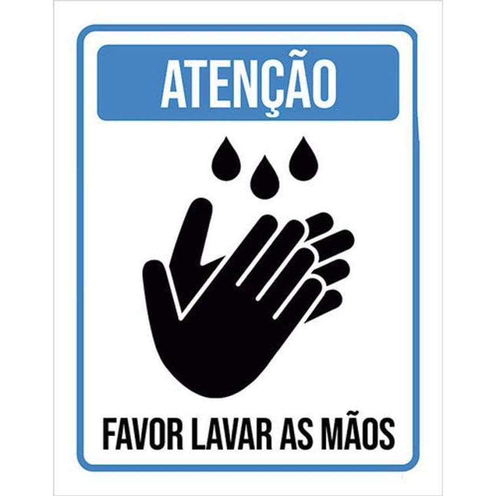 Kit 3 Placas De Atenção Favor Lavar Mãos 36X46