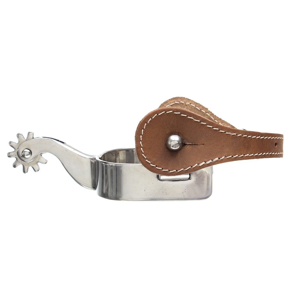 Espora Quarto de Milha Inox Longa com Correia de Couro Bronc-Steel 32762