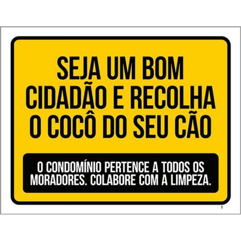 Kit 10 Placas Seja Um Bom Cidadão Recolha Cocô Cão 36X46