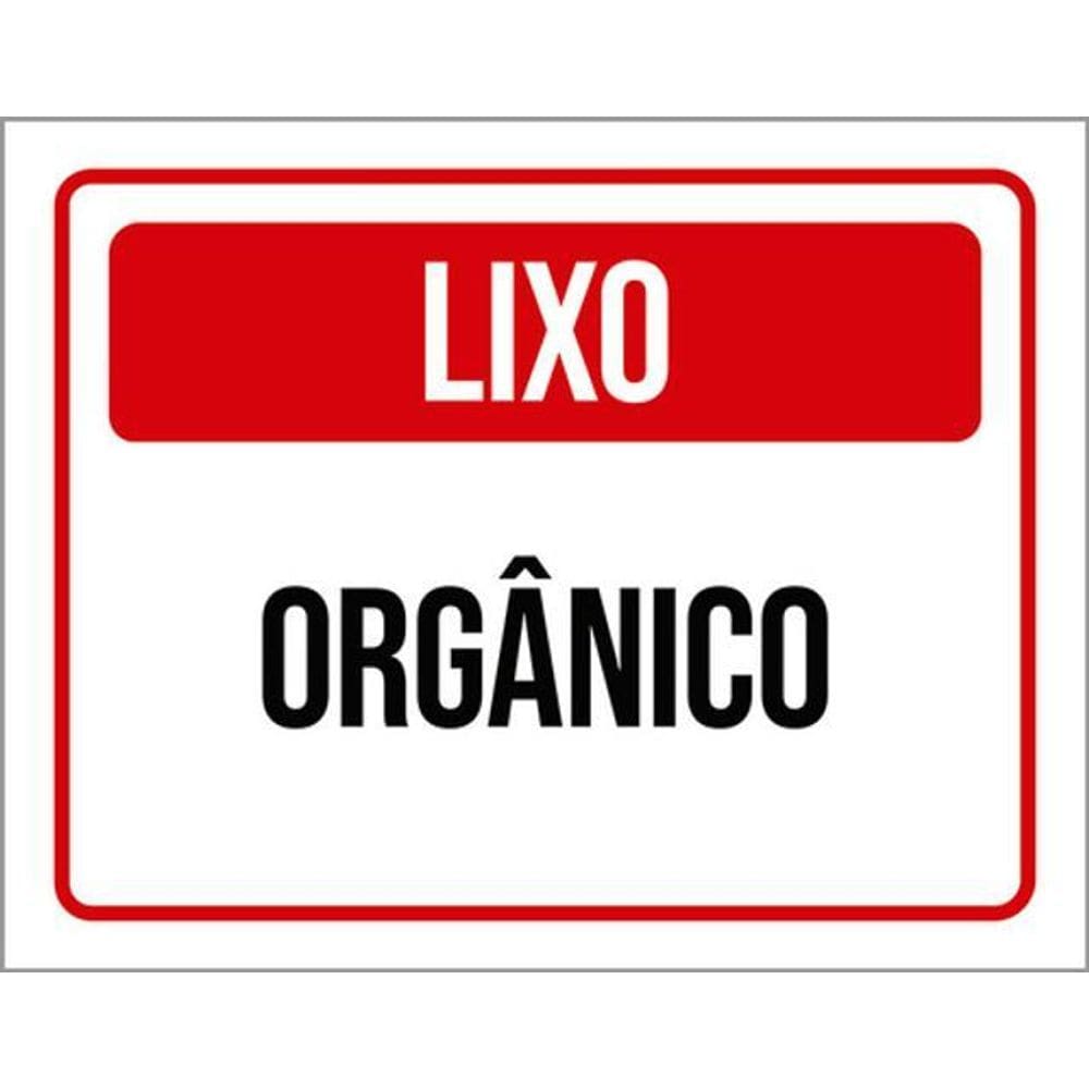 Kit 3 Placas Lixo Orgânico Vermelha 36X46
