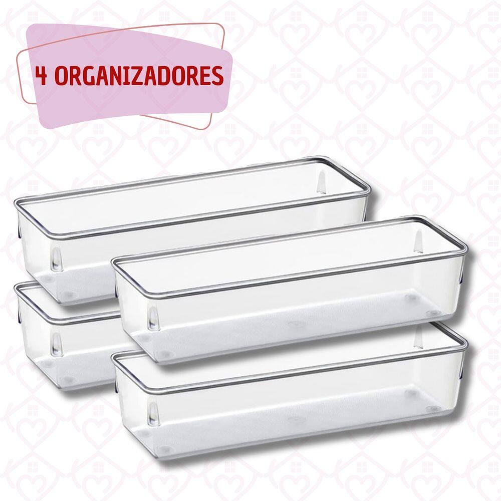 4 Peça Organizador Multiuso Gavetas Talheres Geladeira Multiuso