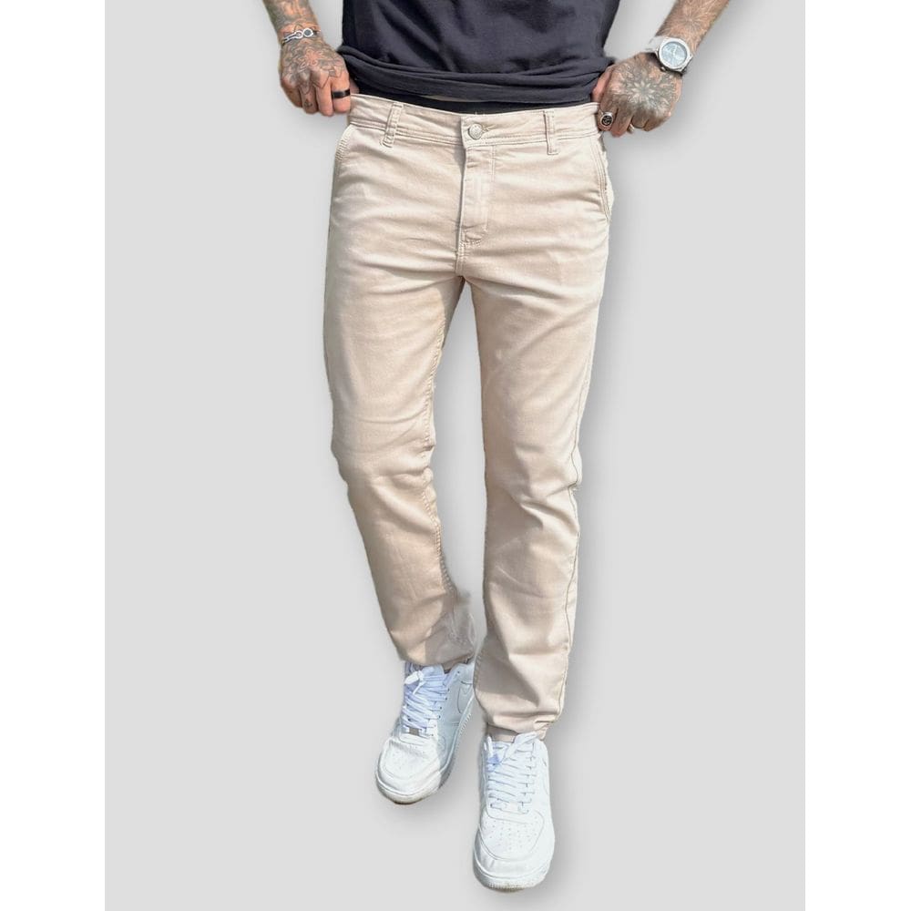 Calça Masculina de Sarja Slim Fit Com Elastano