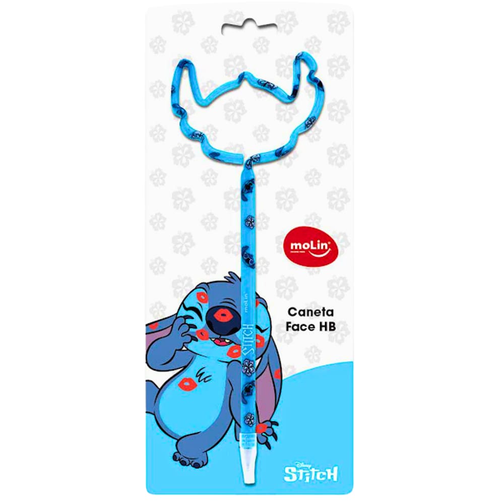 Caneta Esferográfica Azul Stitch Face Molin