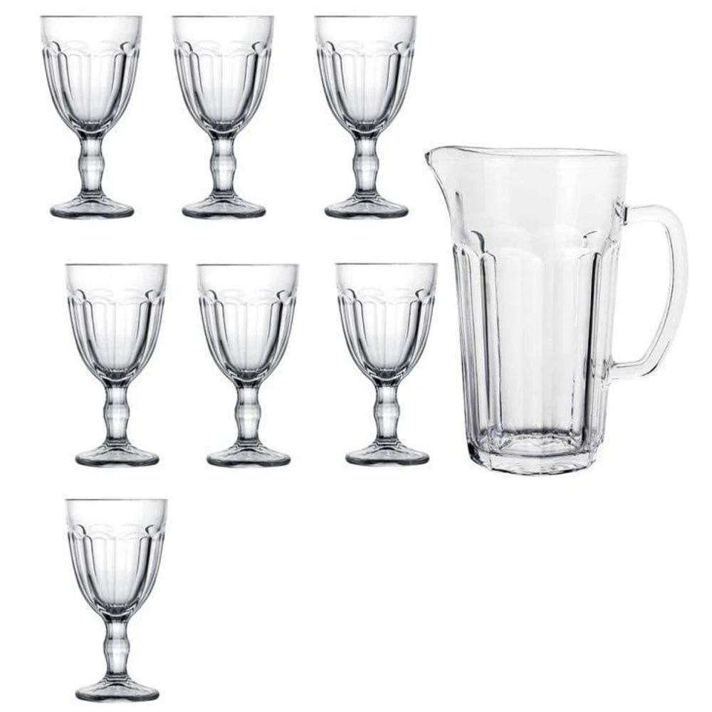 Jogo Para Refresco 7 Peças em Vidro Jarra 1.2l Taça 320ml Dy