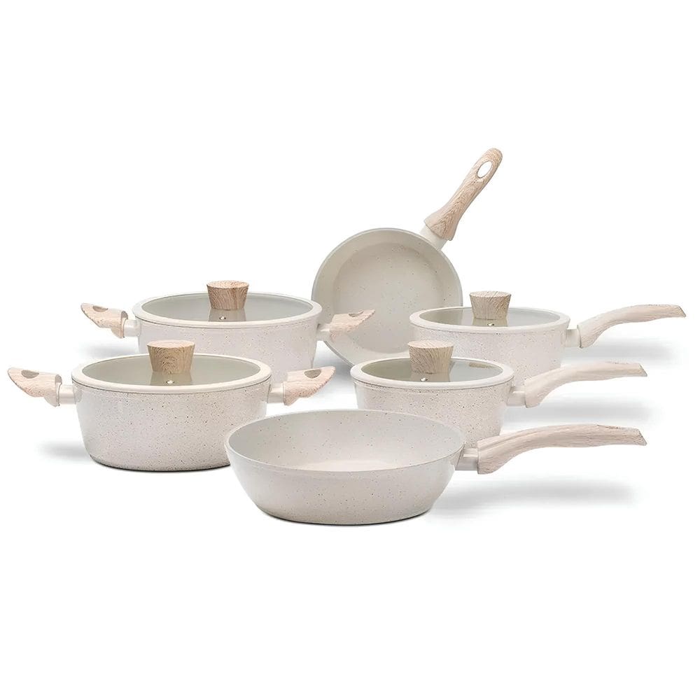 Conjunto Jogo de Panelas Antiaderente Ceramic Life Sirius com Indução Vanilla C/6 Peças