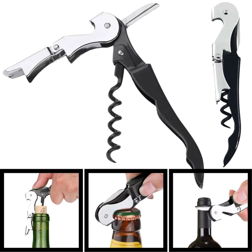 Abridor de Garrafas de Vinho Saca-Rolhas em Aço Inox - Elegância e Praticidade