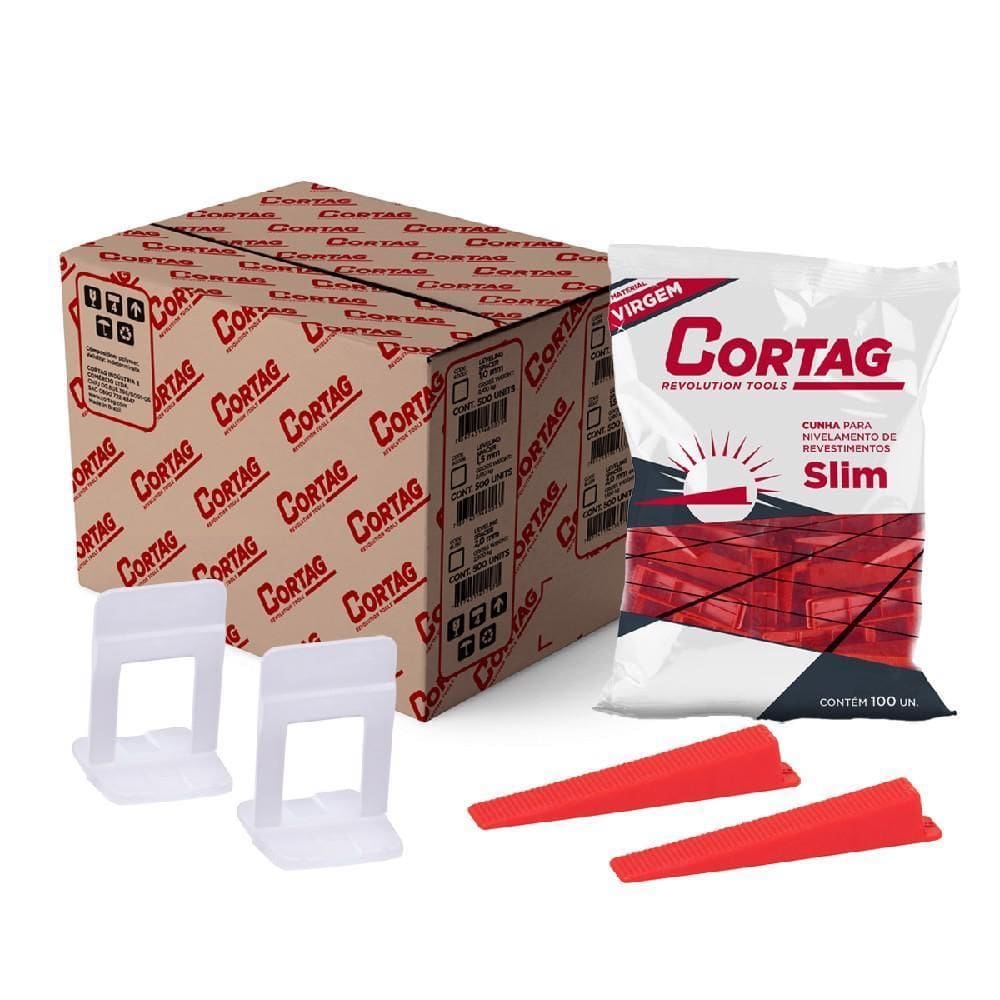 1000 Espaçador Nivelador Slim 1,5Mm + 100 Cunhas Slim Cortag