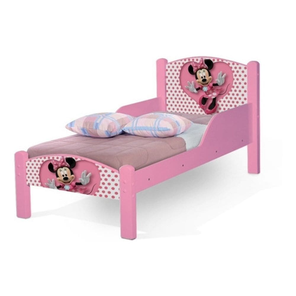 Mini Cama Infantil Adesivada da Minie Rosa com Colchão