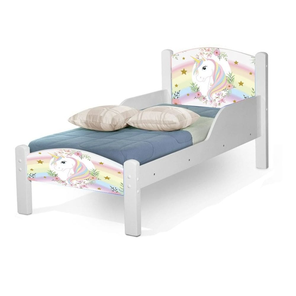 Mini Cama Infantil Adesivada Do Unicornio Com Colchão