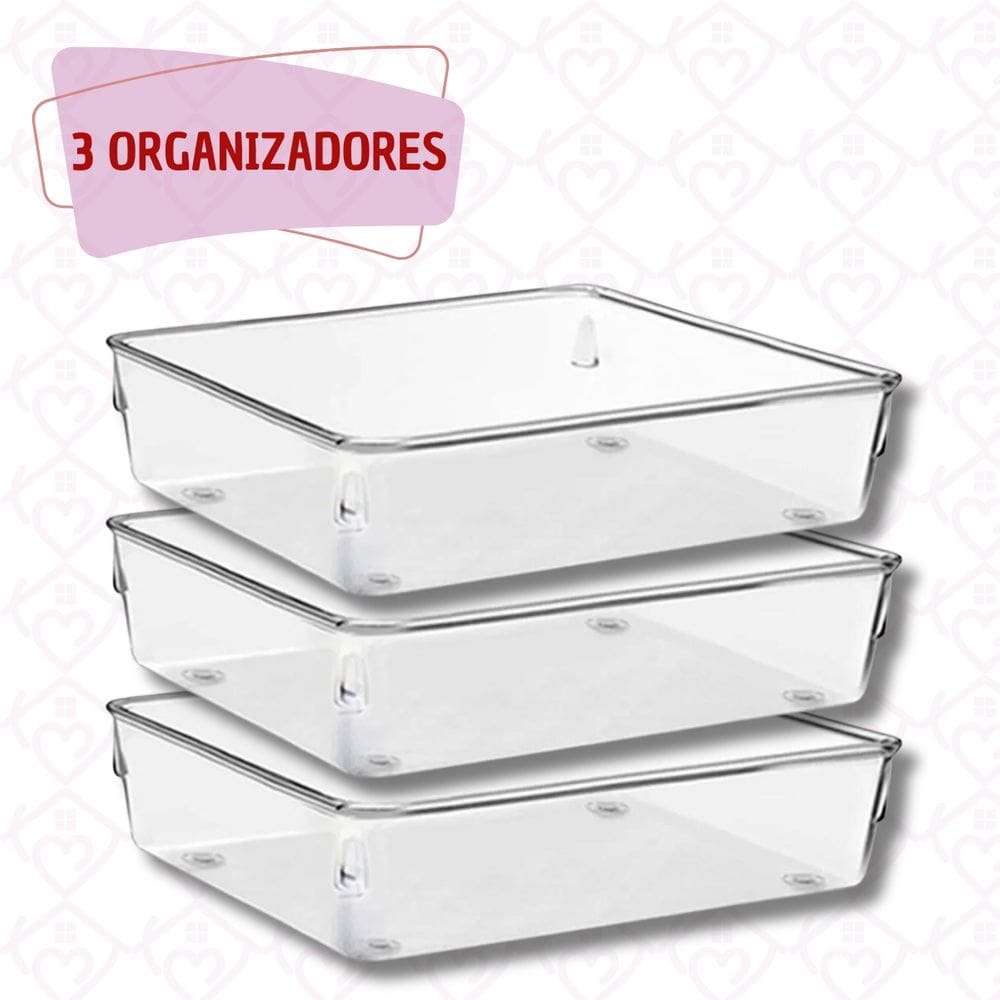 Jogo 3 Organizadores Acrilico Transparente Empilhavel Modular