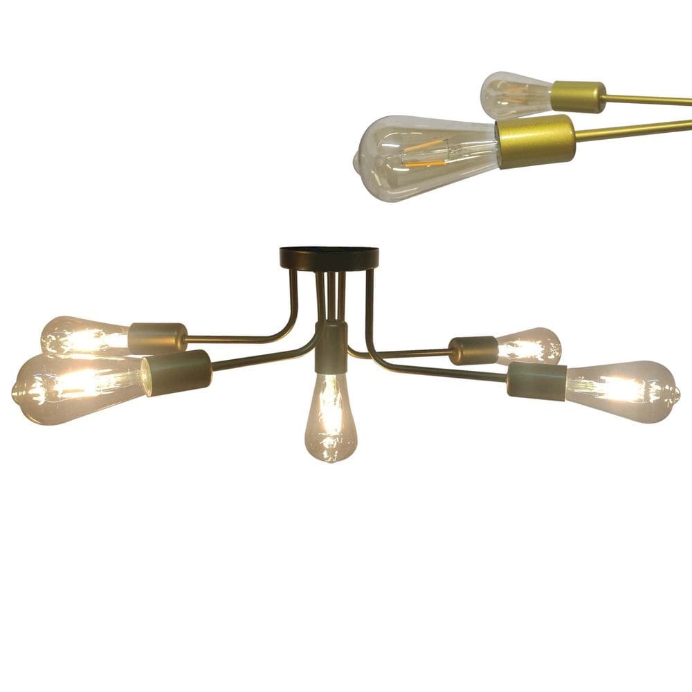 Lustre Sputnik com 5 Lampadas Luminaria Recepçao Candelabro Ambiente Sala Comercial Iluminaçao Decoraçao Residencial E27