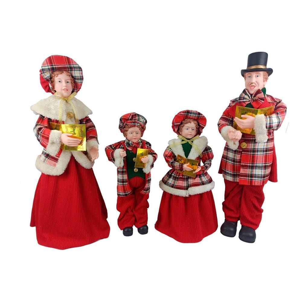 Familia Natalina Pai, Mãe, Filhos Branco/Vermelho Natal 65Cm